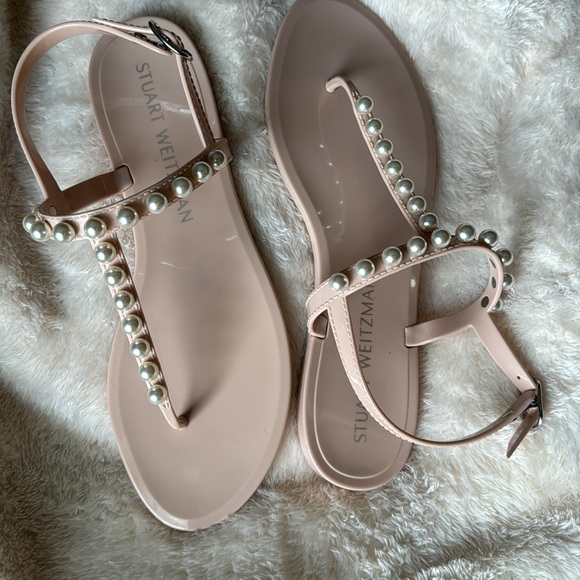 EUC Stuart Weitzman Goldie Embellished Sandals, Size 10 - Picture 2 of 12